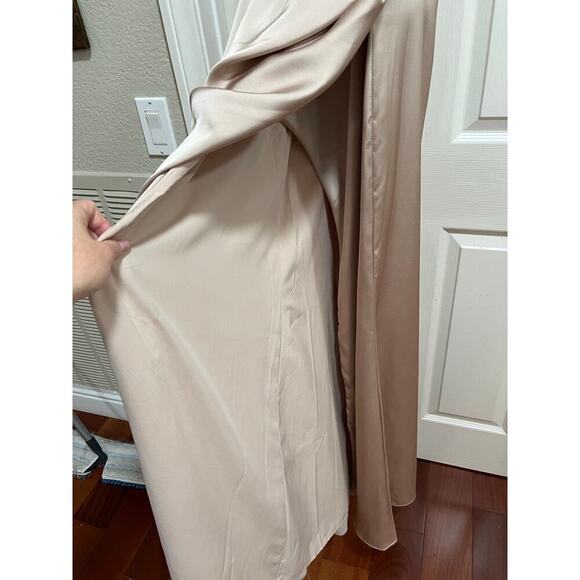 Birdy Grey Lydia Dress Matte Satin Neutral Champagne Medium Long Bridesmaid Cowl - Picture 6 of 13